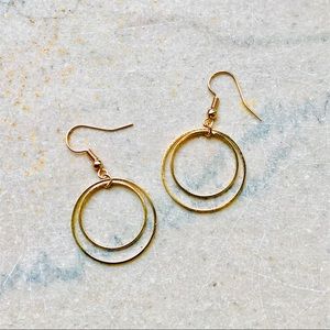 Funky 70s Suspended Double Circle Dangle Earrings